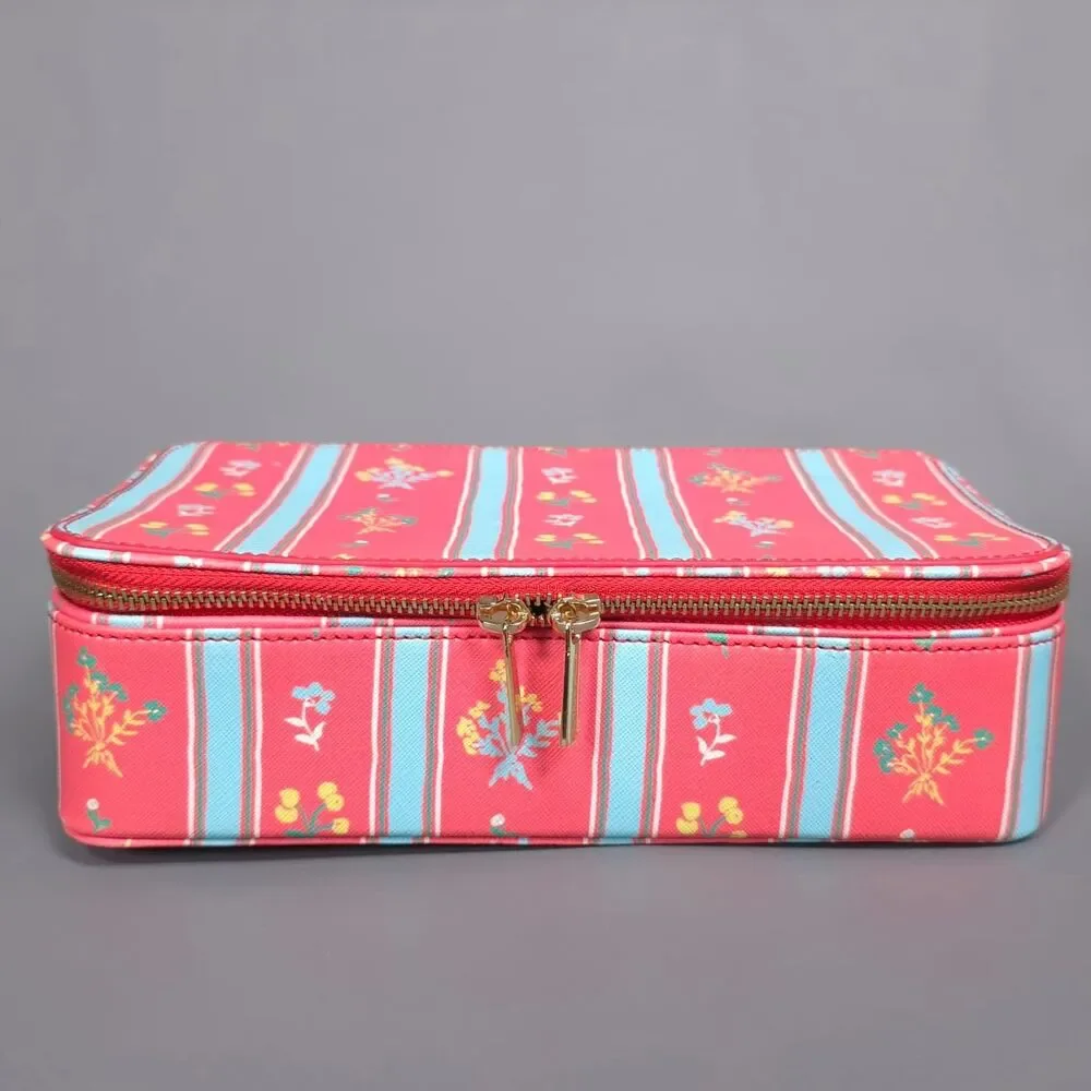 NEELY & CHLOE Women's Jewelry Case Travel Organizer Floral Zip Box Pink